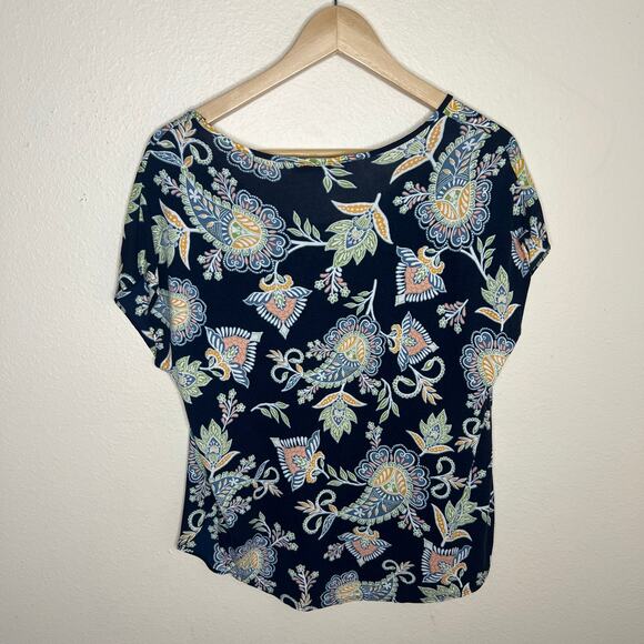 Loft Navy Paisley Print Short Sleeve XS - Picture 4 of 8
